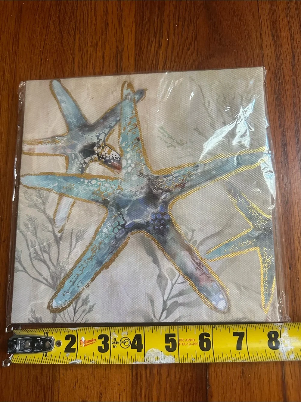 Coastal Turtle and Starfish Wall Art Set - Blue and Gold